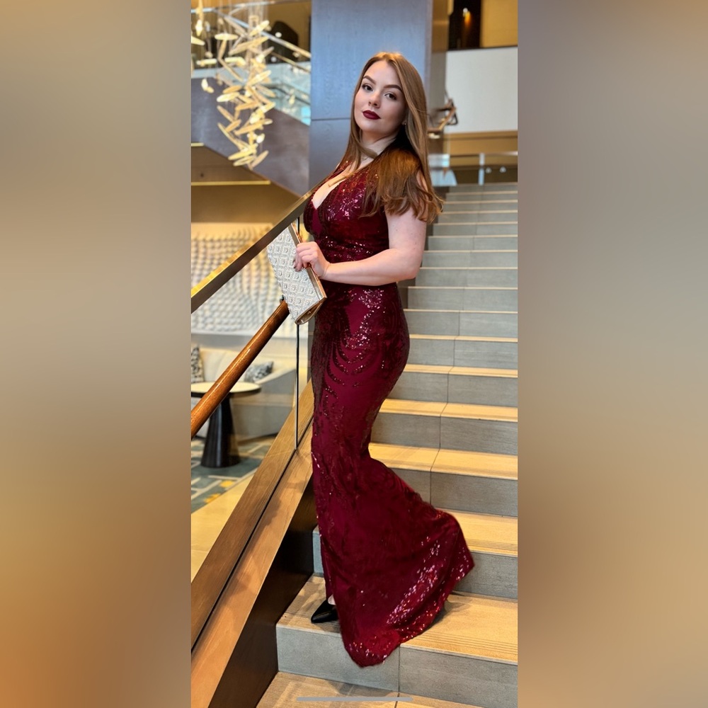 Elegant Red Sequin Gown